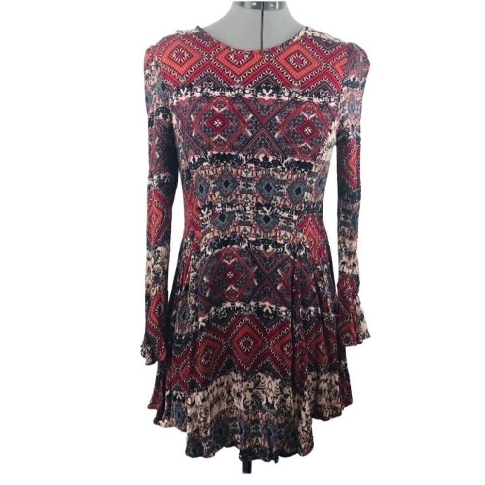 Anama flair skirt boho chic wine mini dress